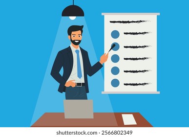 Man climbing bar chart with dollar sign balloon. Represents financial success, investment, startup, innovation, strategy, economic development. Ideas for presentations, reports, websites, social media