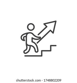 Man climbing career ladder line icon. linear style sign for mobile concept and web design. Business Career growth outline vector icon. Symbol, logo illustration. Vector graphics