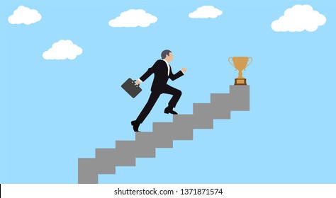 Man Climbing Career Steps Success Vector Stock Vector (Royalty Free ...