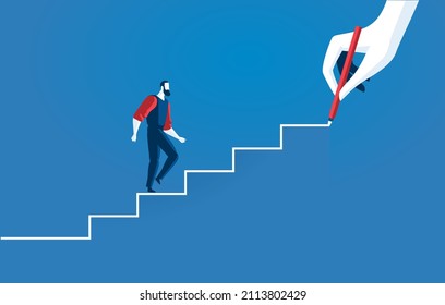 Man climbing up drawn stairs