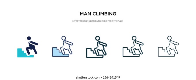 man climbing icon in different style vector illustration. two colored and black man climbing vector icons designed in filled, outline, line and stroke style can be used for web, mobile, ui