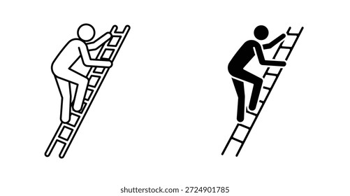 Hombre escalando icono Diseño gráfico. Ilustraciones de icono de Vector