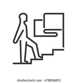 Man climbing up icon, part of the square icons, car service icon set. The illustration is a vector, editable stroke, thirty-two by thirty-two matrix grid, pixel perfect file.
