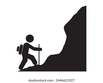 man climbing icon rock climber vector symbol in black filled, Rappelling icon set for web UI designs