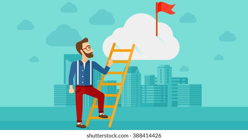 Man climbing the ladder.