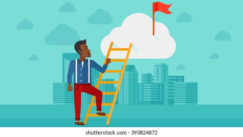 Man climbing the ladder.