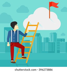 Man climbing the ladder.
