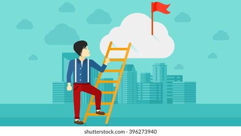 Man climbing the ladder.