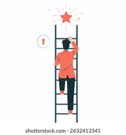 Man Climbing Ladder to Reach a Star