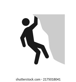 Man Climbing Mountain Icon. Clipart Image Isolated On White Background