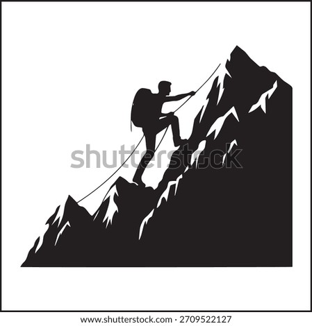 Man climbing on hill black and white