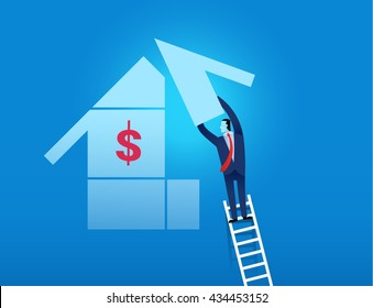 man climbing on the ladder to complete business goal  represent successful investment and equity investment concept