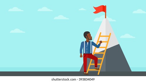 Man climbing on mountain.