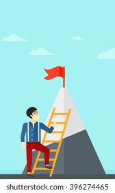 Man climbing on mountain.
