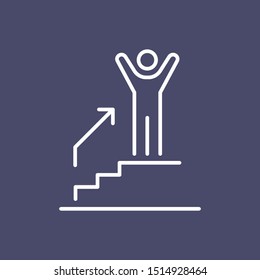 Man climbing on the stairs steps icon business people icon simple line flat illustration.