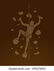 Man climbing on the wall design using dots pixels graphic vector.