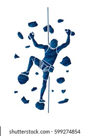 Man climbing on the wall designed using grunge brush graphic vector.