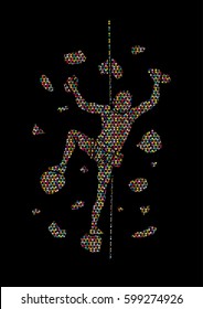 Man climbing on the wall designed using mosaic pattern graphic vector.