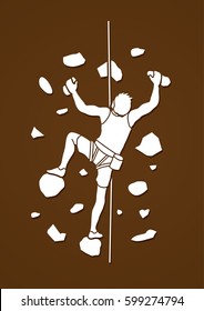 Man climbing on the wall graphic vector.