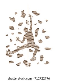 Man climbing on the wall , Hiking indoor designed using geometric pattern graphic vector.