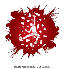 Man climbing on the wall , Hiking indoor designed on splatter ink graphic vector.