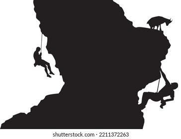 man climbing rock. illustration vector eps. sports and motivational