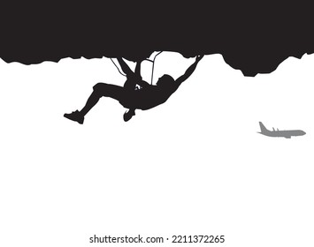 man climbing rock. illustration vector eps. sports and motivational