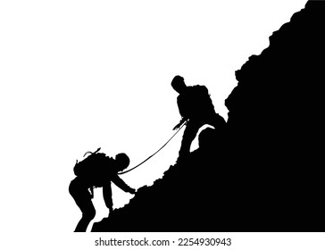  man climbing rock. illustration vector eps. sports and motivational