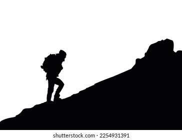 man climbing rock. illustration vector eps. sports and motivational