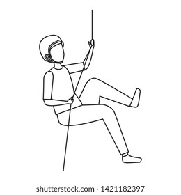 man climbing with rope character