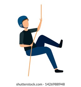 man climbing with rope character