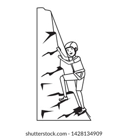 man climbing with rope character
