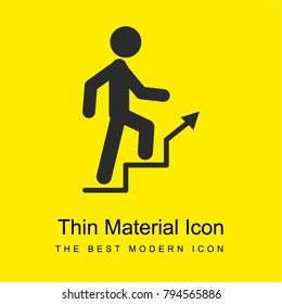 Man climbing stairs bright yellow material minimal icon or logo design