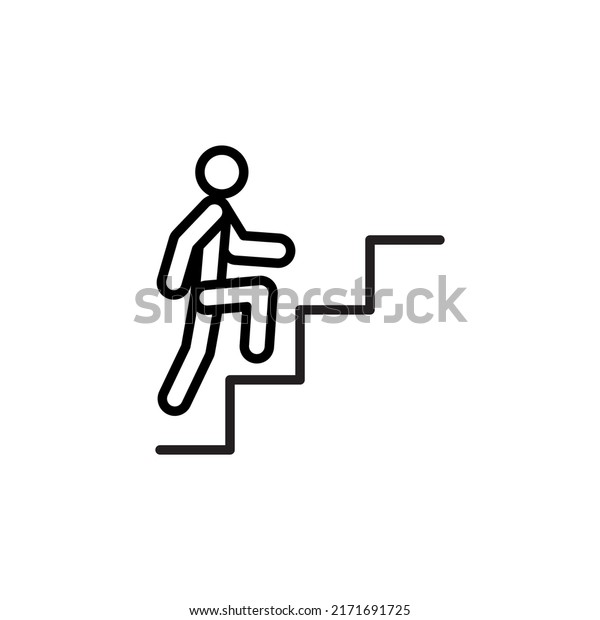 Man Climbing Stairs Icon On White Stock Vector Royalty Free 2171691725 Shutterstock