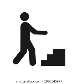Man climbing stairs icon simple flat style vector illustration.