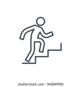 Man climbing up stairs icon suitable for info graphics, websites and print media. Colorful vector, flat icon, clip art.