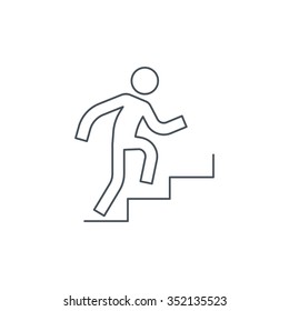 Man climbing up stairs icon suitable for info graphics, websites and print media. Thin line icon, clip art.