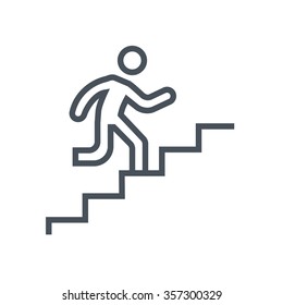 Man climbing up stairs icon suitable for info graphics, websites and print media. Colorful vector, flat icon, clip art.