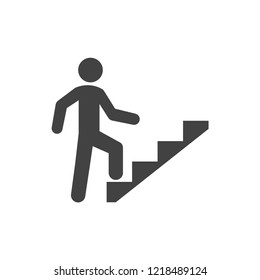 Man climbing stairs icon vector