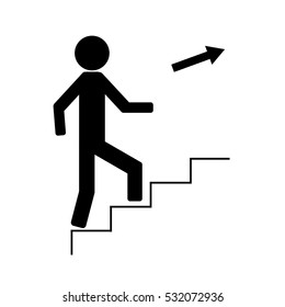 man climbing the stairs, icon, vector illustration, flat design
