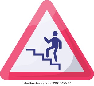 Man Climbing Up Stairs red triangle Concept, Upstairs Vector Icon Design, Modern traffic guide warning sign, Regulatory and recognizable symbol, Mandatory Road signage stock illustration