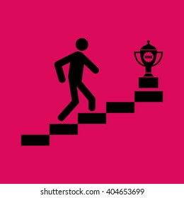 Man Climbing Stairs For Trophy Icon. Eps-10.