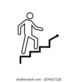 Man climbing stairs vector icon