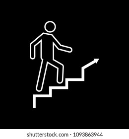 Man climbing stairs vector icon
