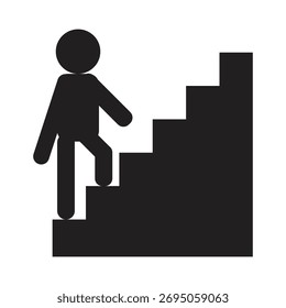 Man Climbing Stairs Vector Icon Design