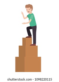 man climbing stepladder character