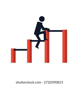 Pasos de escalada de hombre de gráfico de crecimiento Ilustración de concepto de negocio plano