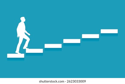 Man climbs the career ladder