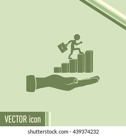 man climbs up the career ladder