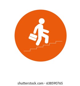 Man climbs up the career ladder. Vector illustration